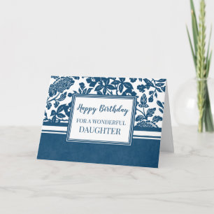 Navy Blue Floral Daughter Birthday Card