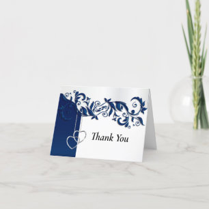 Navy Blue Floral Design  Thank You Card