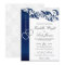Navy Blue Floral Design Wedding Invitation