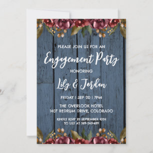 navy blue floral engagement party invitations