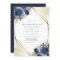 Navy Blue Floral Gold Geometric Modern Wedding