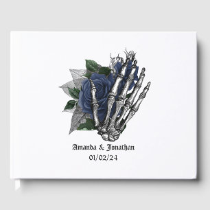 Navy Blue Floral Gothic Wedding Guest Book