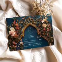 Navy Blue Floral Islamic Wedding