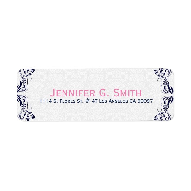 Navy Blue Floral Lace White Damasks Background (Front)