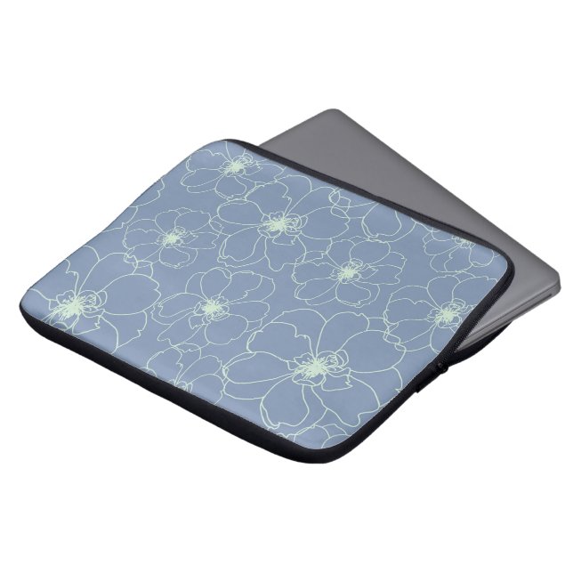 Navy blue floral laptop case (Front Top)