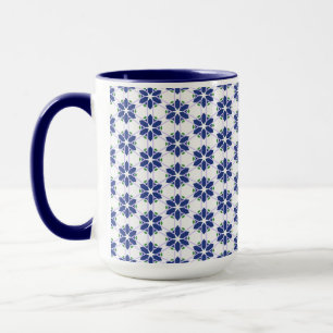 Navy Blue Floral Mosaic Mug