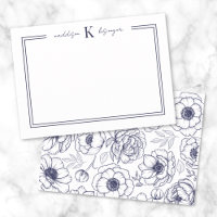 Navy Blue Floral Name Monogram