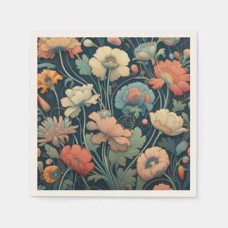 Navy blue floral napkin