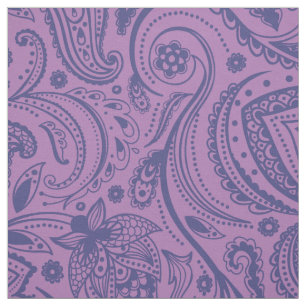 Navy Blue Floral Paisley-Custom Purple background Fabric