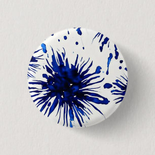navy blue floral pattern 3 cm round badge