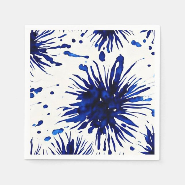 navy blue floral pattern napkin (Front)