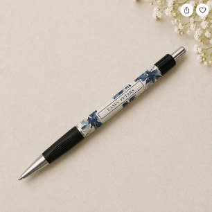 Navy Blue Floral Personalised Writing