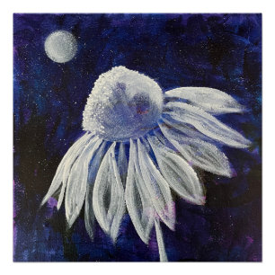 Navy Blue Floral Poster