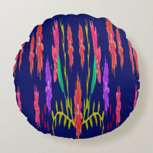 Navy blue floral round cushion