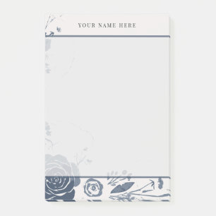 Navy Blue Floral Watercolor with Name Post-it Notes