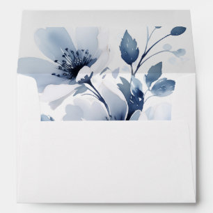 Navy Blue Floral Wedding Envelope