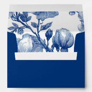 Navy Blue Floral wedding  Envelope