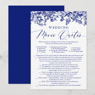 Navy Blue Floral Wedding Movie QuoteS Bridal Game Invitation