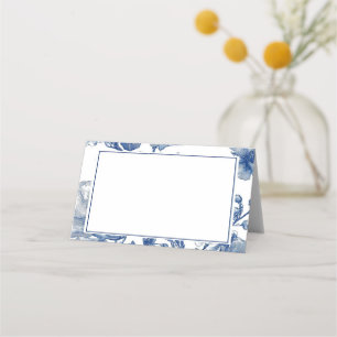 Navy Blue Floral Wedding Place Card