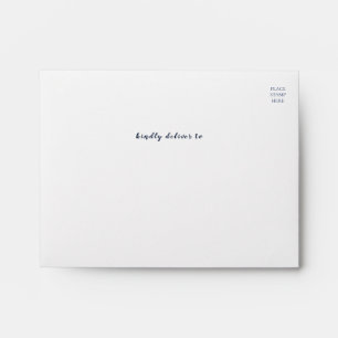 Navy Blue Floral Wedding Return Address  Envelope