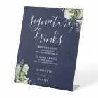 Navy Blue Floral Wedding Signature Drinks