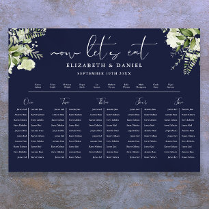 Navy Blue Floral Wedding Table Plan Seating Chart