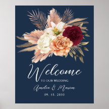 Navy Blue Floral Wedding Welcome