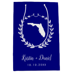 Navy Blue Florida Map Wedding Welcome Swag Medium Gift Bag