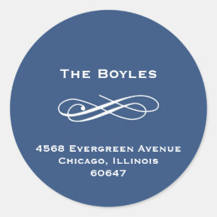 Navy blue flourish classy holiday address label