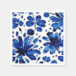 Navy blue flower pattern napkin