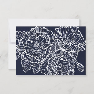 Navy blue flower wedding response w meal selection