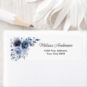 Navy Blue Flowers Address