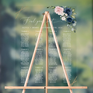 Navy Blue Flowers, Pink Flowers, Seating Chart