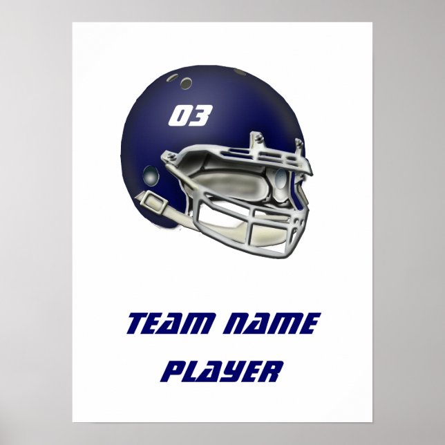 Navy Blue Football Helmet Poster (Front)