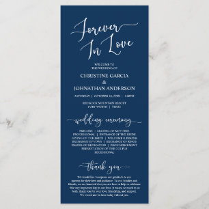 Navy Blue, Forever in Love, Wedding Ceremony Programme