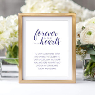 Navy Blue Forever In Our Hearts Wedding Memorial Poster