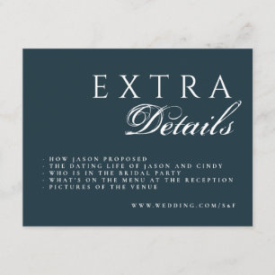 Navy Blue Formal Calligraphy Details Wedding Enclosure Card