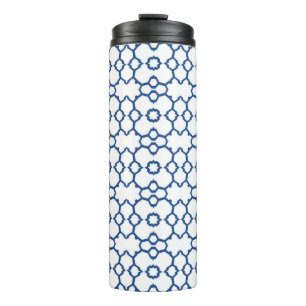 Navy blue four-corner mosaic white background  thermal tumbler