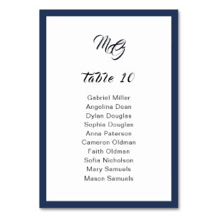 Navy blue Frame wedding Single seating plan Table Number