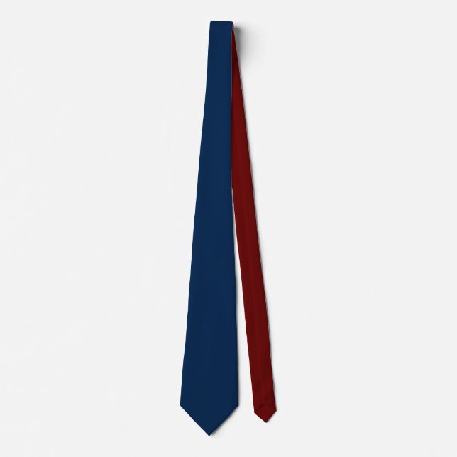 Navy blue front and maroon red back solid colour tie (Front)