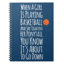 Navy Blue Funny Girls Basketball Player Notebook