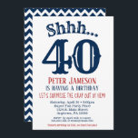 Navy Blue Funny Men's Surprise Party Invitation<br><div class="desc">A funny and striking navy blue,  white and red surprise birthday invitation for milestone or any age birthday.  This invite is for any age including milestones: 18th 21st 30th 35th 40th 45th 50th 55th 60th 65th 70th 75th 80th 85th 90th</div>