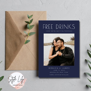 Navy Blue Funny Photo Wedding Save the Date  Announcement