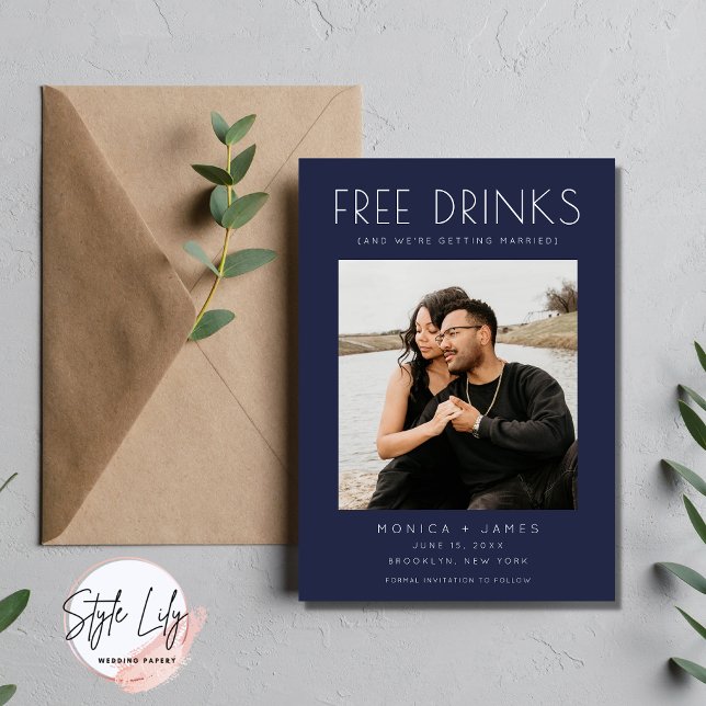 Navy Blue Funny Photo Wedding Save the Date  Announcement (Creator Uploaded)