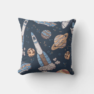 Navy Blue Galaxy In The Night Throw Pillow