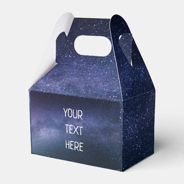 Navy Blue Galaxy Starry Night Stars Modern Favour Box (Front Side)