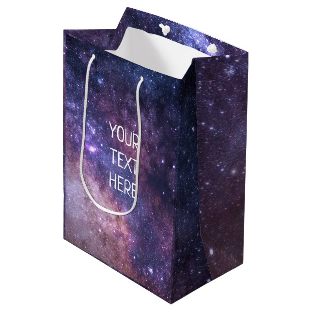 Navy Blue Galaxy Starry Night Stars Modern  Medium Medium Gift Bag (Front Angled)
