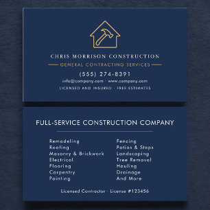 Navy Blue General Contractor Business Card