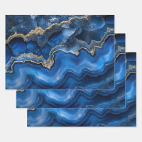 Navy Blue Geode Slice with Gold Veins