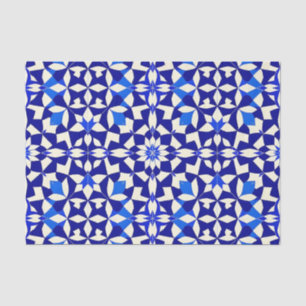 Navy Blue Geometric Floral Pattern Tissue Paper